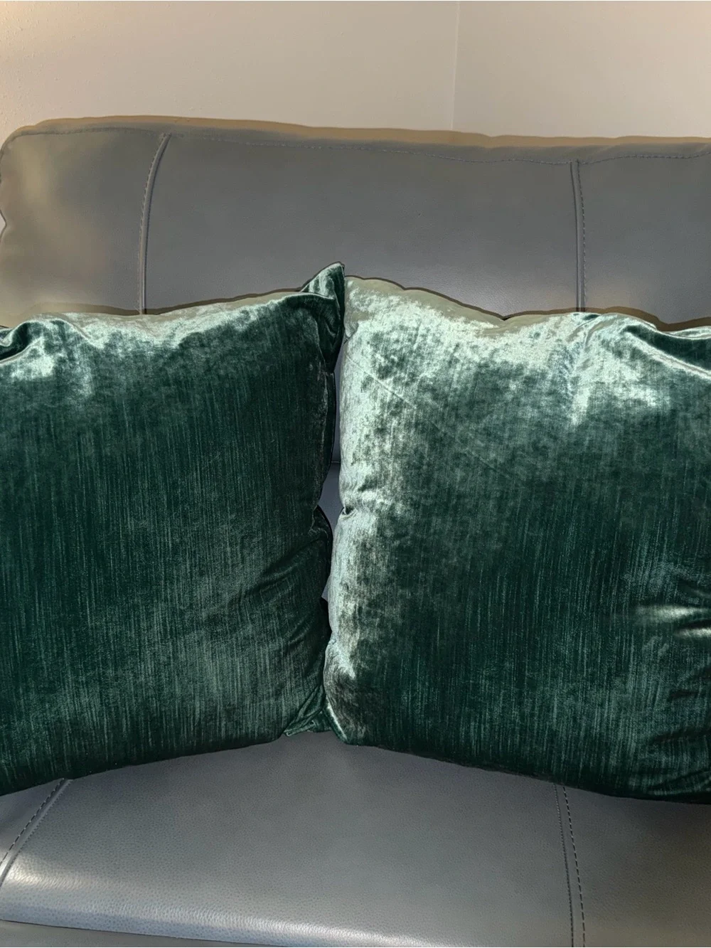 TGH Tessitura Italy Emerald Velvet Throw Pillows 24” Set of 2 Designer